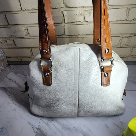 Coach Soho Dome White & Brown Leather Satchel Handbag Purse - Picture 4 of 12